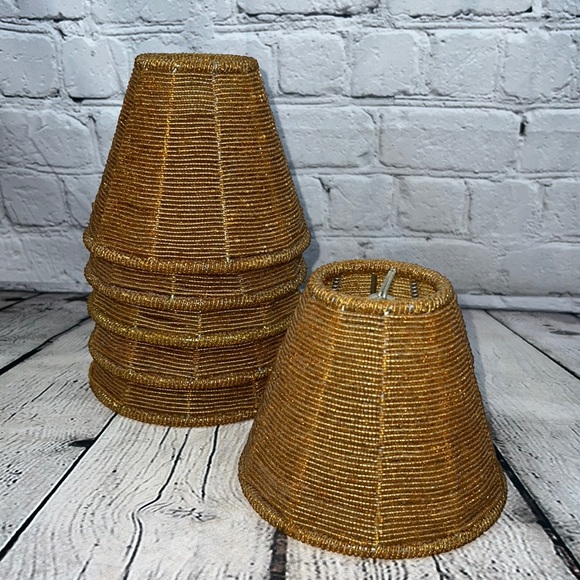 Ballard Design Other - Gold Beaded Chandelier Shades, Set of SIX